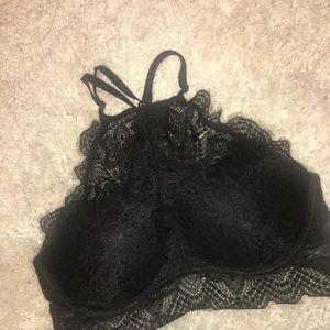 PINK Black Lace Halter Bralette Size M